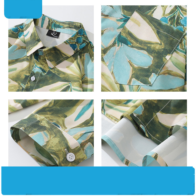 American Vintage Floral Graffiti Print Long Sleeve Shirt