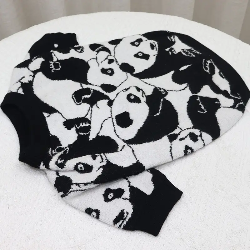 Clothes Bulldog Sweater Panda Cartoon Short Fat Dog