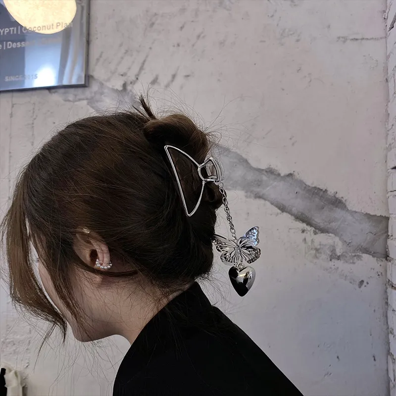 Large Metal Grab Clip On Back Of Head With Pearl Bow - Gripper Semicircle