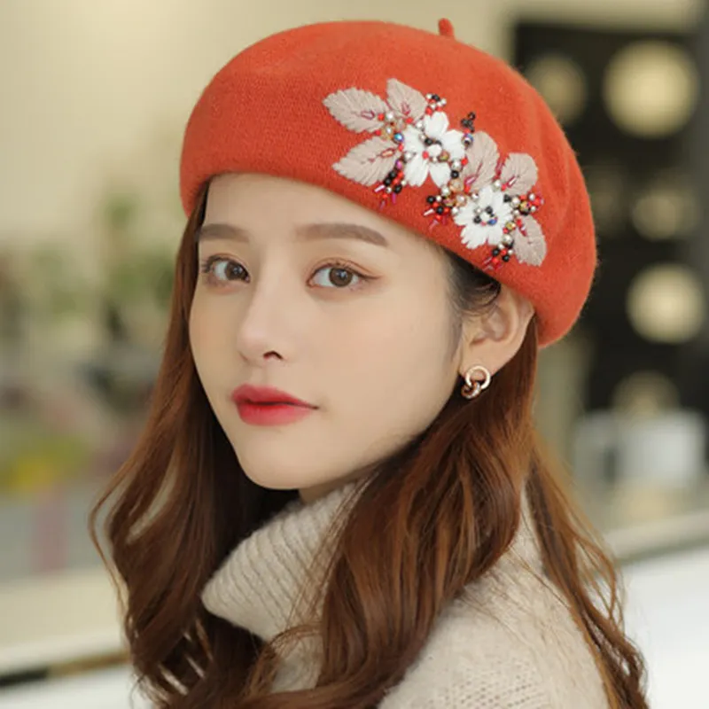 Korean Style All-match Warm Wool Hooded Hat - Orange