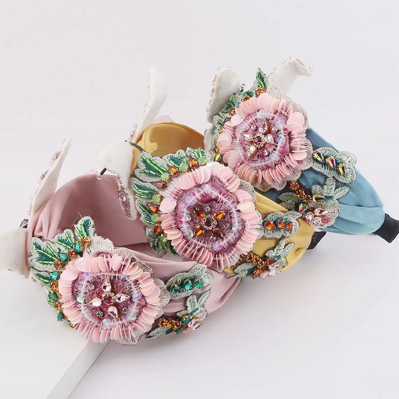 Fabric Flannel Butterfly Diamond Sequin Flower Headband