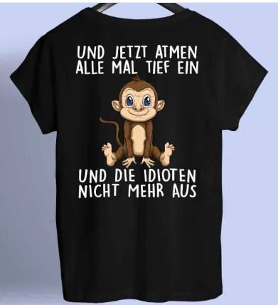 Fashion Suction Monkey Shirt Back Printing Black - Shop at LoveMi