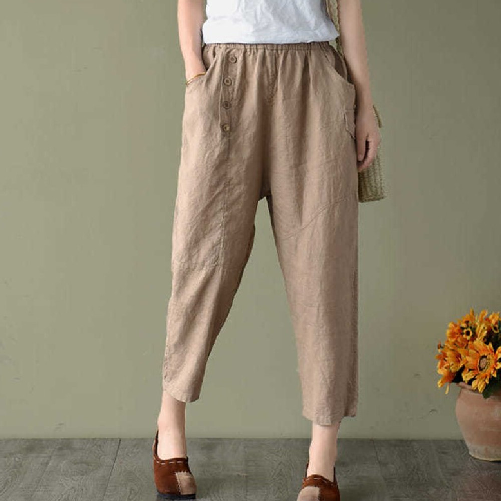 Women's Fashion Personality Ninth Loose Linen Pants