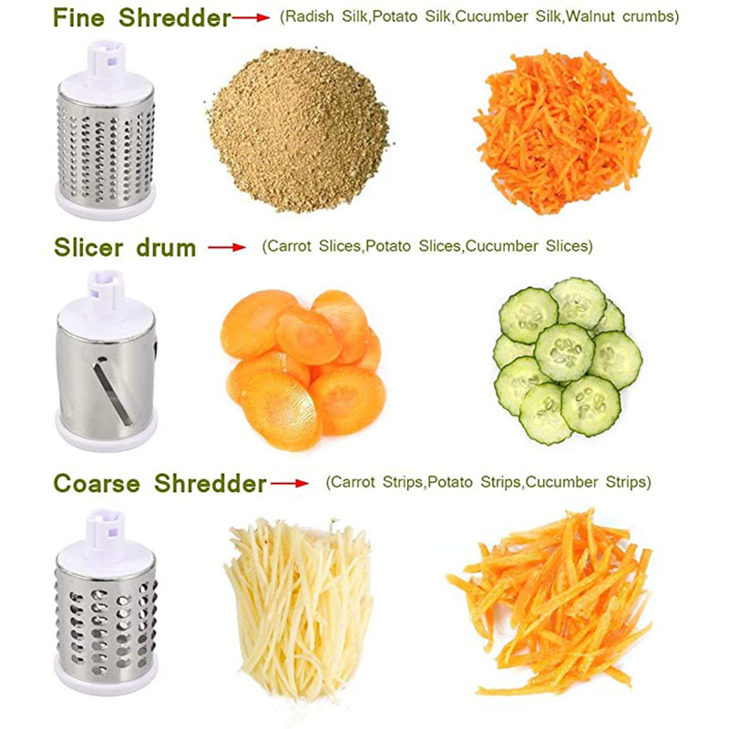 3 in 1 Vegetable Slicer – Hand-crank rotary grater for fast prep
