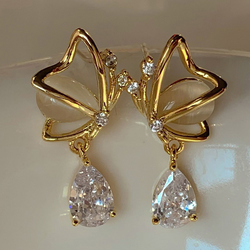 Cute Butterfly Cat's Eye Earrings