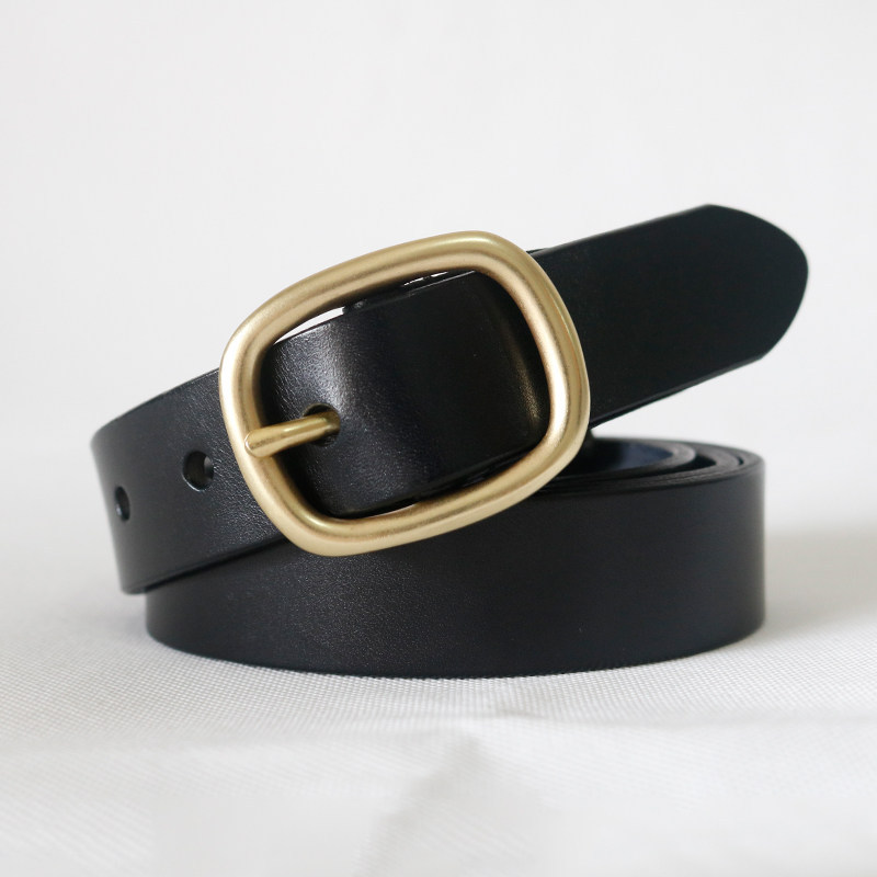 Title 1, Pure Cowhide Leather Belt With Copper Buckle