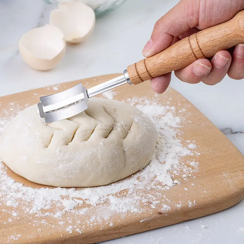 Wooden Handle Arc Bread Cutter Creative Style