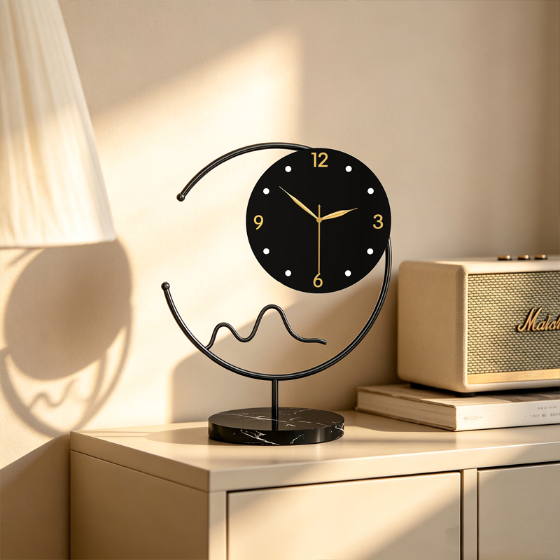 Geometric Metal Table Clock Modern Minimalist Decorative Timepiece For Living Room 4