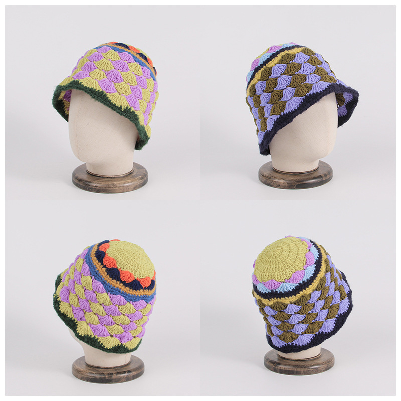 Women Outdoor Short Brim Windproof Wool Beanie