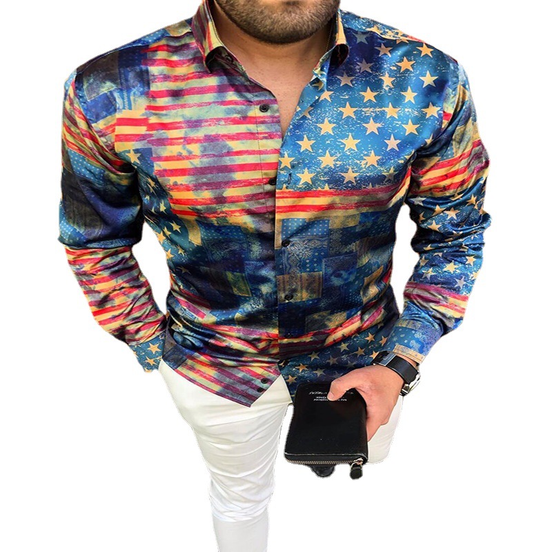 Title 2, Cardigan Printed Long-sleeved Slim-fit Men