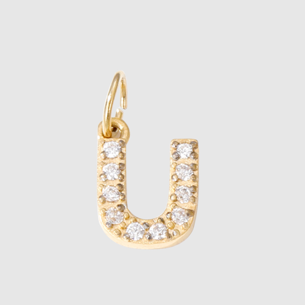 1 Piece 304 Stainless Steel Zircon Ion Plating 14K Gold Real Plated Letter Number Polished Stretch Adjustable Pendant DIY Jewelry Accessories 13