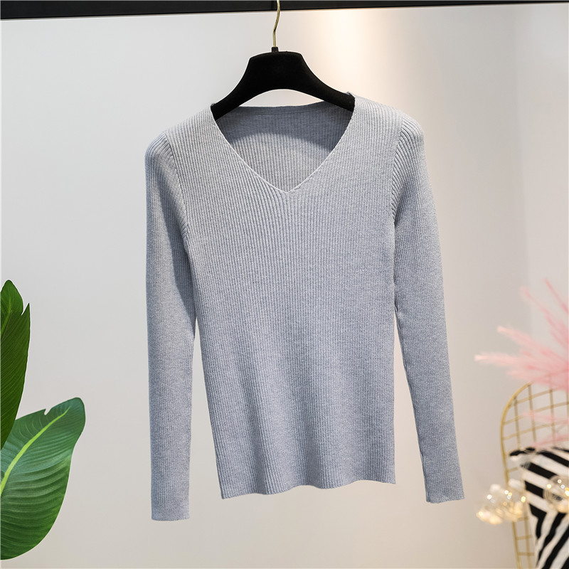 Title 15, Autumn and Winter V-neck Knitted Long-sleeved S...