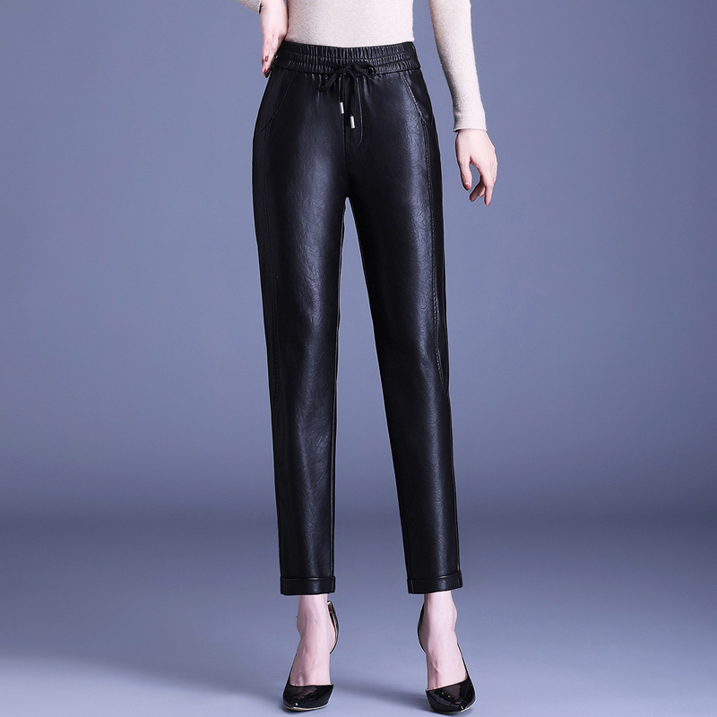 Title 12, Pantalon harem taille haute en similicuir PU, c...