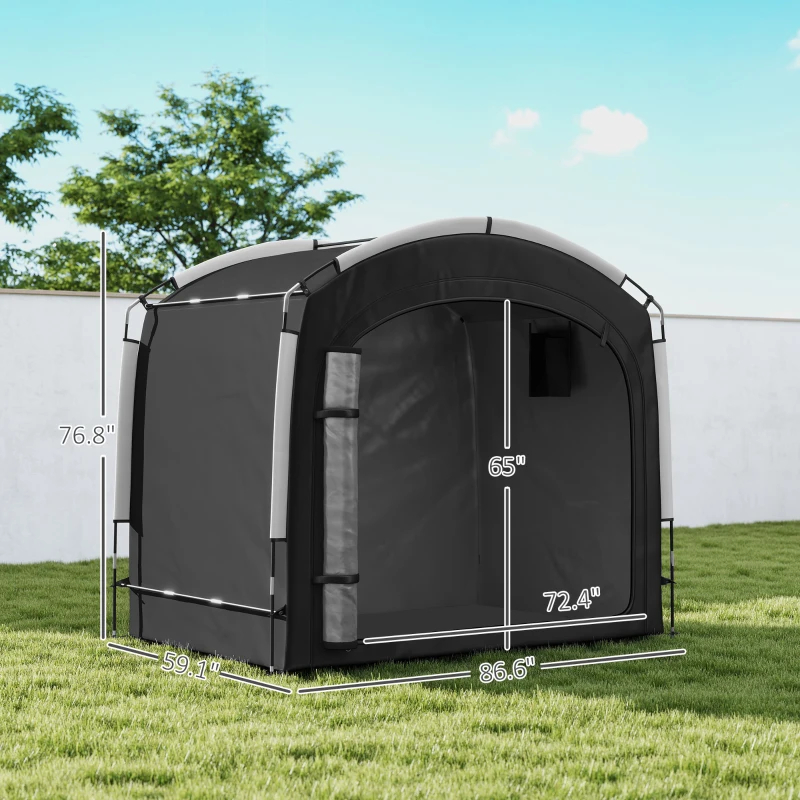 Bike Storage Shed Tent, Portable And Waterproof With 210D Oxford Fabric And Carry Bag For 3-4 Bicycles, Black thumbnail 3