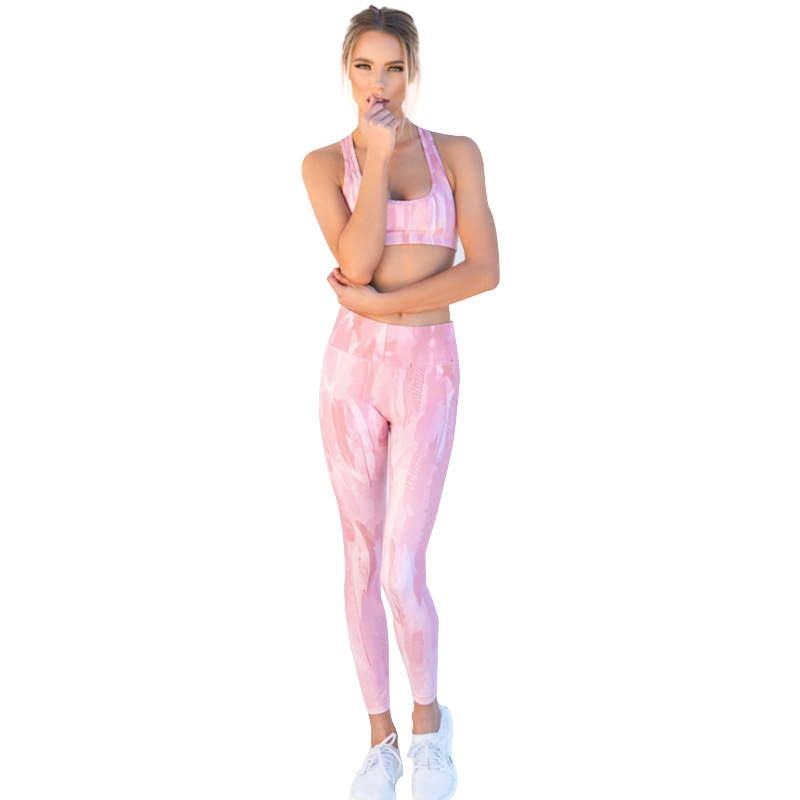 Printed Yoga Suit Fitness Vest Trousers Sports