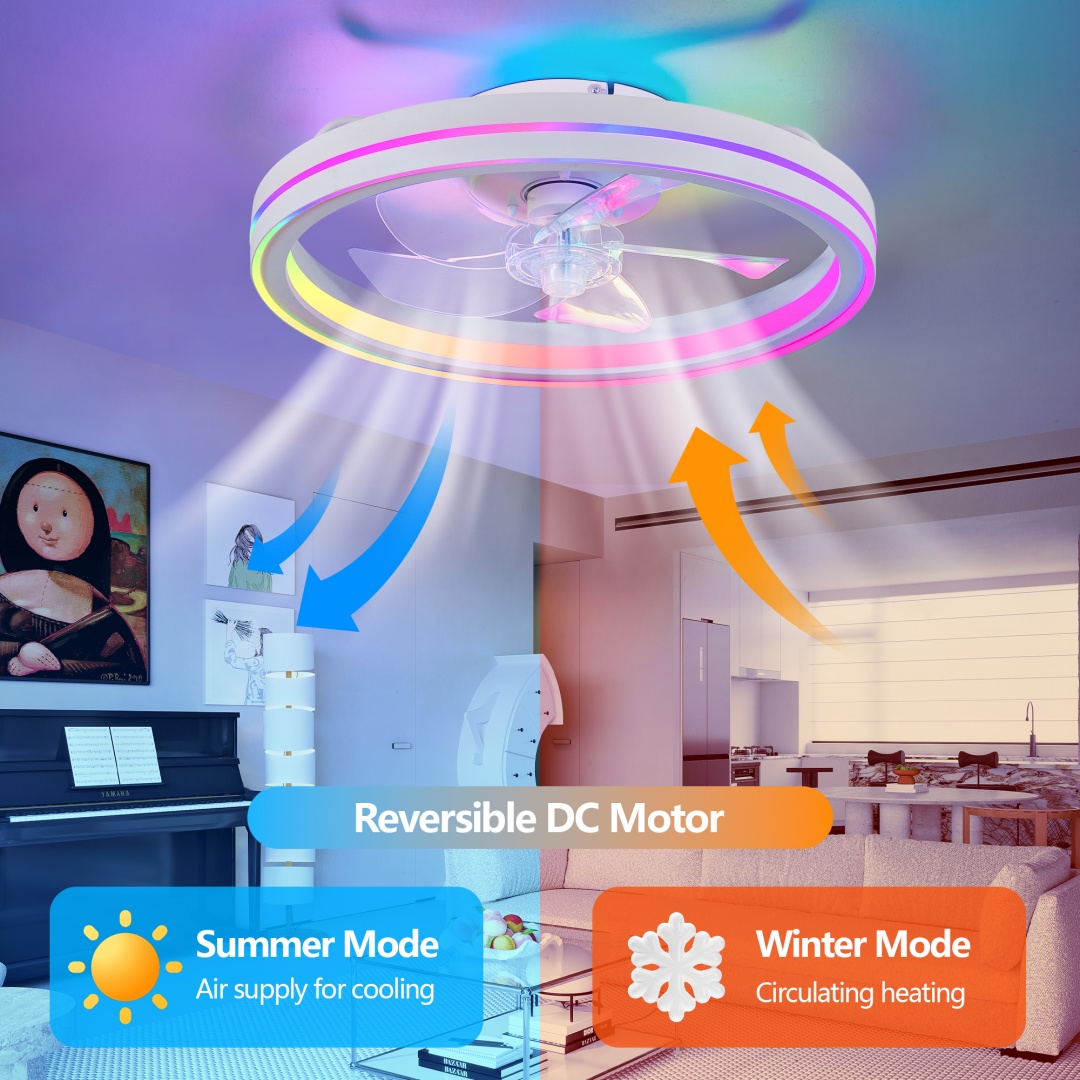 RGB Ceiling Fans With Lights, 19in Smart LED Ceiling Fan With Remote APP... 4