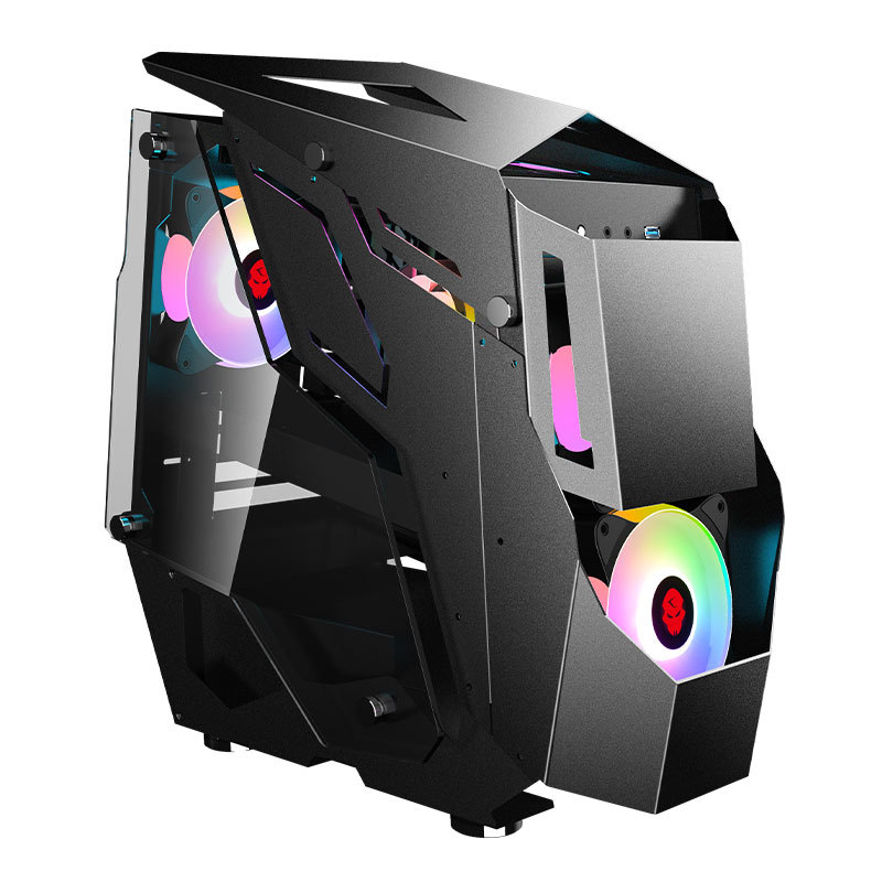 ATX Mid Tower PC Gehäuse - Full Side Tempered Glass, USB 3.0, Pink/Schwarz - Bild 6 von 7