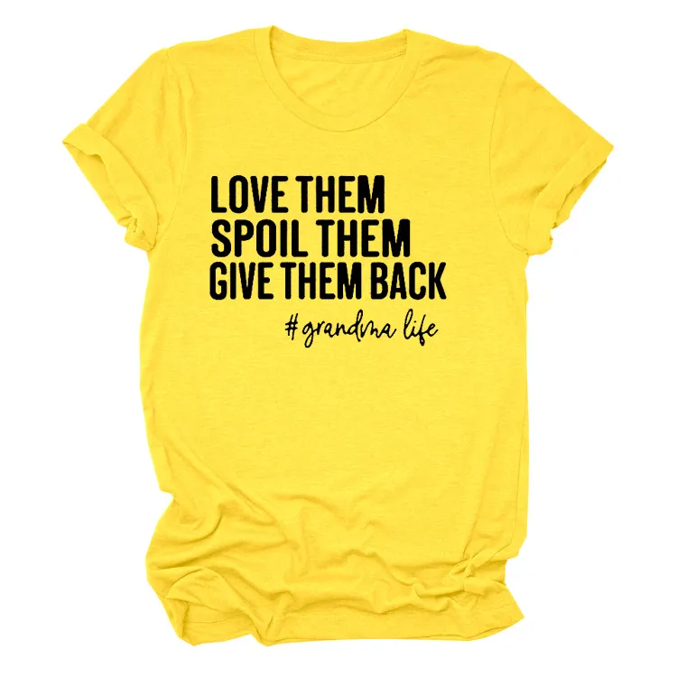 New Women's Round Neck Loose Bottoming T-shirt - Yellow Black Font