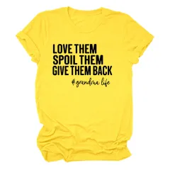New Women's Round Neck Loose Bottoming T-shirt - Yellow Black Font - View 1
