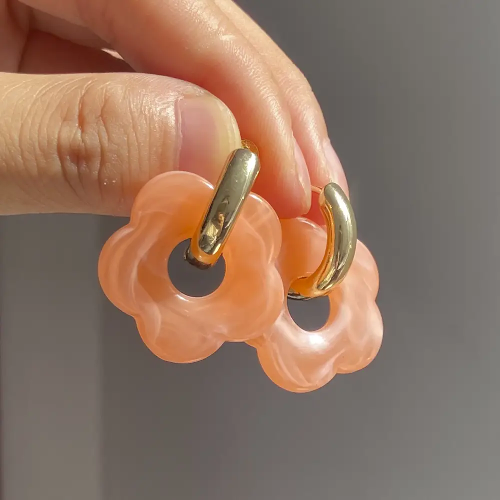 Personalized Cartoon Resin Flower Copper Earrings