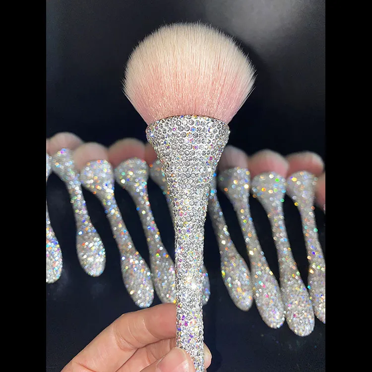 Diamond Studded Small Waist Makeup Full Of Diamond Goblet Loose Powder Brush - White