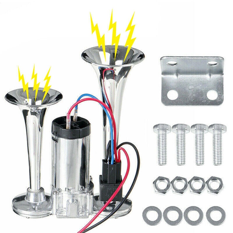 600DB Super Loud Car Truck Boat Dual Trumpet Train 12V Air Horn Compressor Kit — image 10