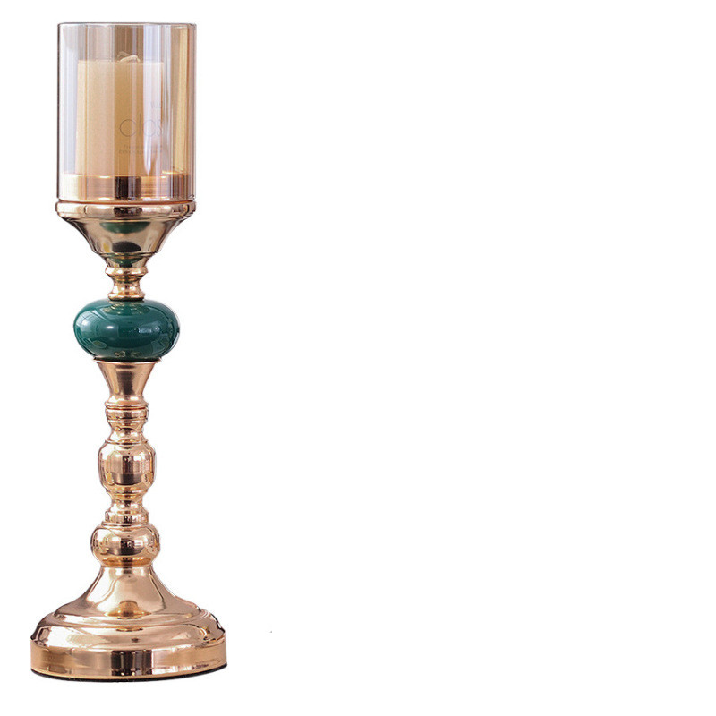 European-american Glass Candlestick Retro Metal Gold - 2