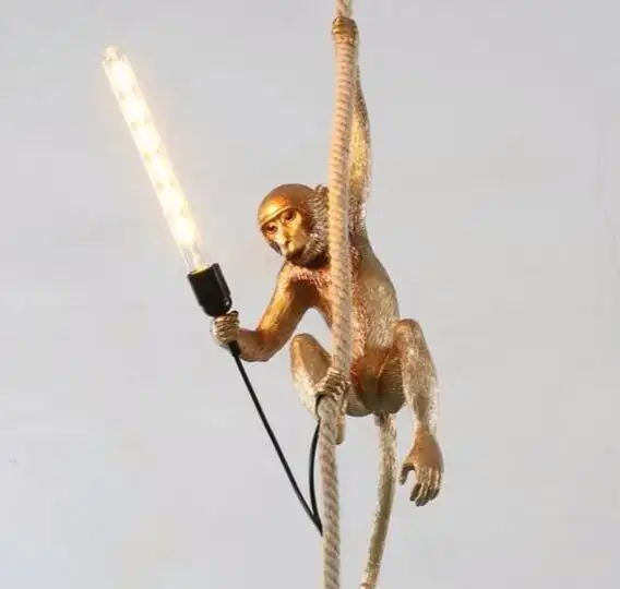 Resin Black White Gold Monkey Lamp Pendant