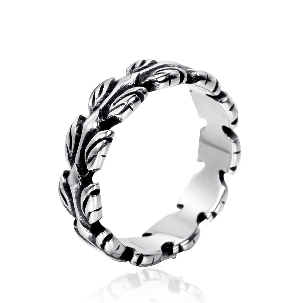 European And American Personality Retro Feather Men's Ring