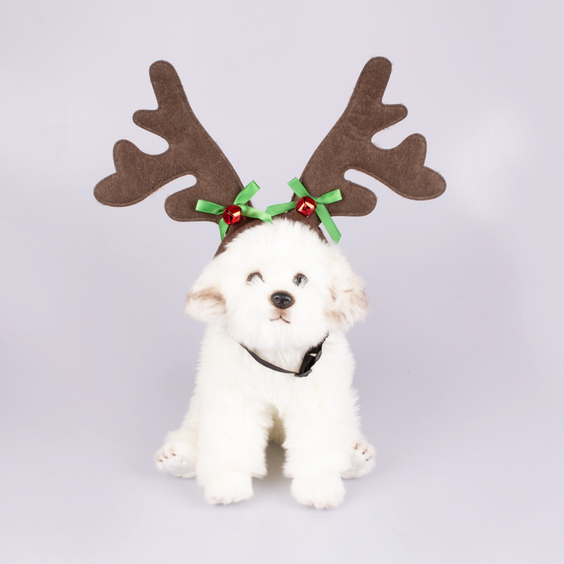 Title 6, Christmas Pet Headdress Dog Adjustable Elk Bell...