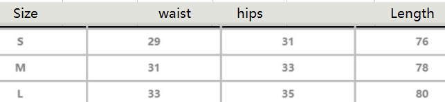Size chart for ScrunchPro™ Push-Up Seamless Leggings (CM)