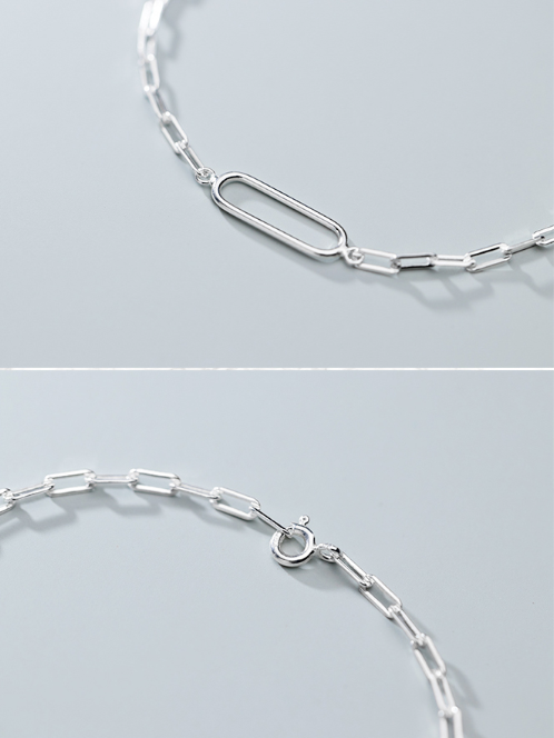 Title 6, Silver Simple Fashion Oval Interlocking Bracele...