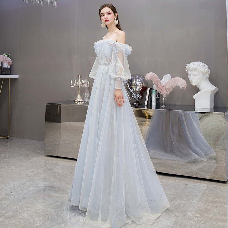 One-Shoulder Embroidered Long Evening Dress, picture 6 of 8