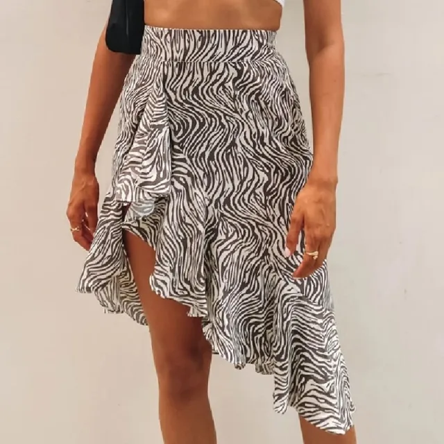 Zebra Print Dovetail Stitching Skirt Zebra - Shop at LoveMi