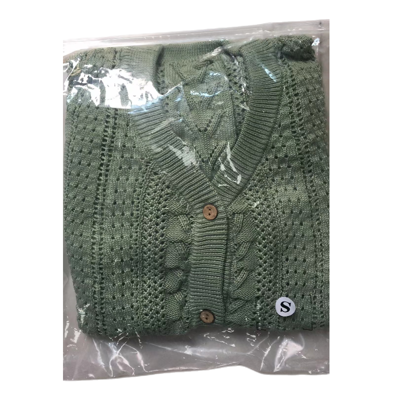 Cross border Casual Pure Color All matching Cardigan Hollow Lace Long Sleeve V neck Sweater Top Women Green - Shop at LoveMi