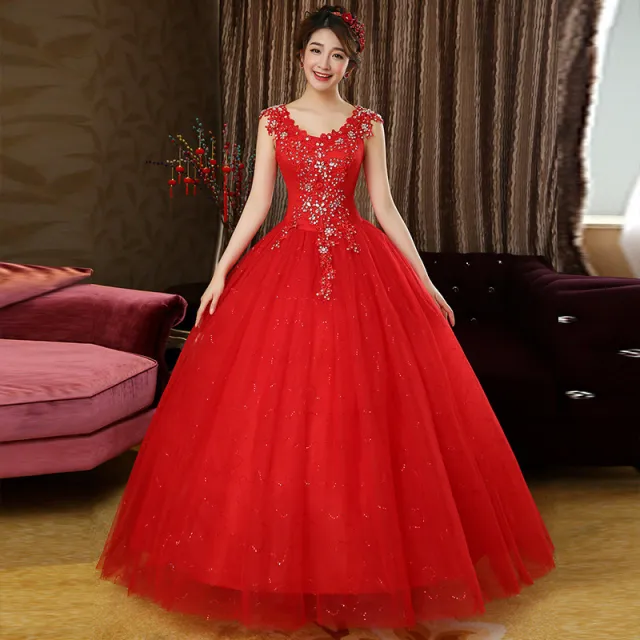 Double shoulder bridal dress Red - Shop at LoveMi