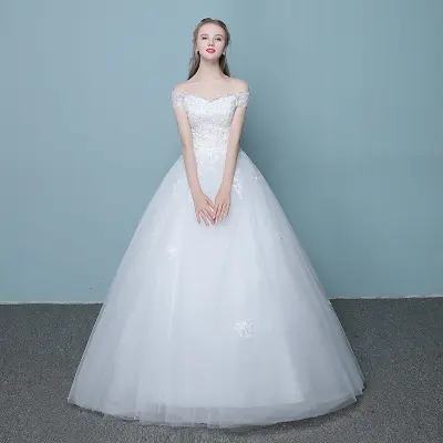 New Style Word Wedding Dress New Korean Bride Married