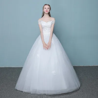 New style word wedding dress new Korean bride married slender tail neat sales - 3Xl