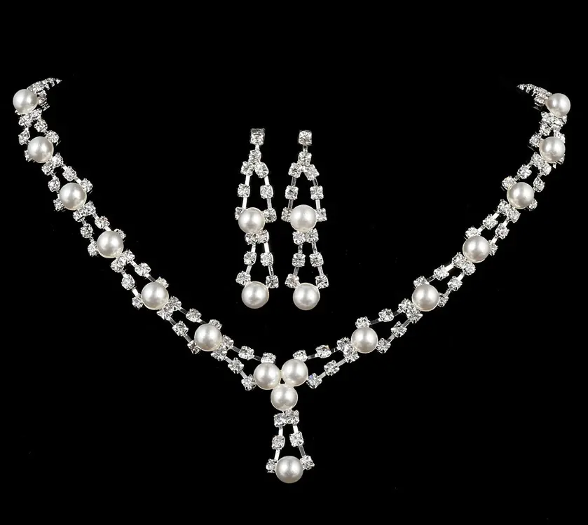 Simple Bride Jewelry Full Drill Pearl Necklace