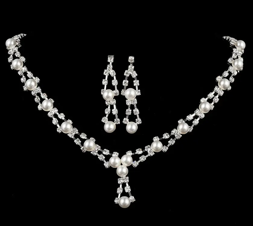 Simple bride jewelry full drill pearl necklace