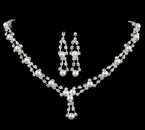 Simple Bride Jewelry Full Drill Pearl Necklace
