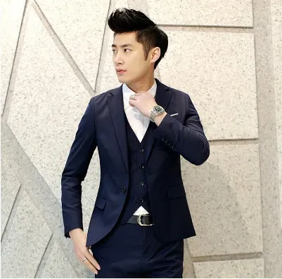Men's suit three piece suit Navy - Shop at LoveMi
