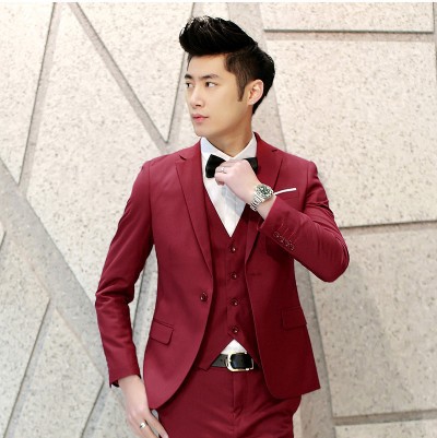 Men's suit three piece suit Red - Shop at LoveMi