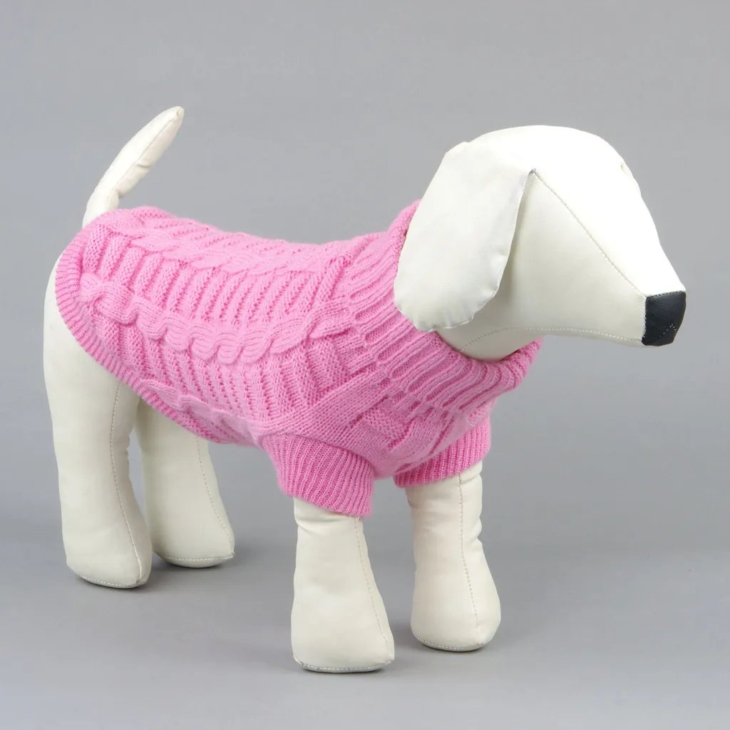 Solid color dog sweater Teddy dog clothes Cat clothes pets Pet cat clothes Pet clothes - Pink
