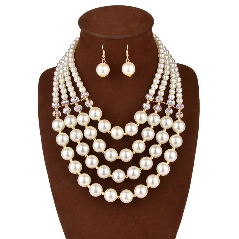 Europe necklace crystal pearl Long Earrings female