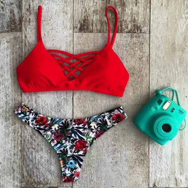 Europe and the United States summer sexy ladies swimsuit printed bikini set N71 S - Shop at LoveMi