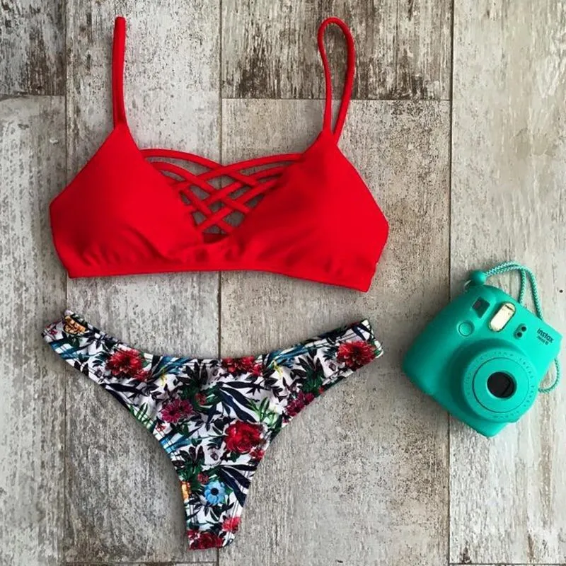 Europe and the United States summer sexy ladies swimsuit printed bikini set - N71-S