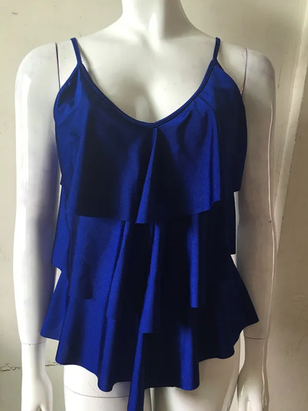 new suit Color Explosion size Siamese swimsuit Sexy Swimwear bikinis backless cover large belly - Blue
