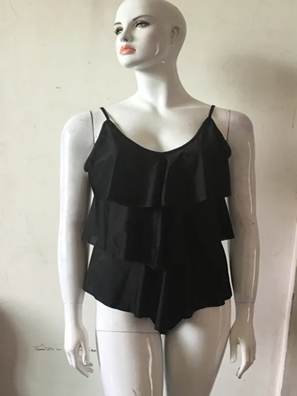 new suit Color Explosion size Siamese swimsuit Sexy Swimwear bikinis backless cover large belly Black - Shop at LoveMi