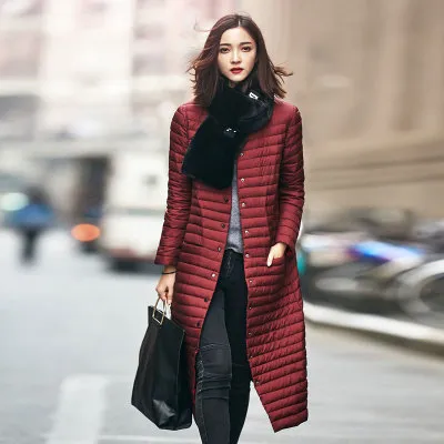 Single-breasted down jacket - Red Wine